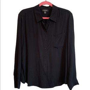 Lord & Taylor long sleeve button up black top